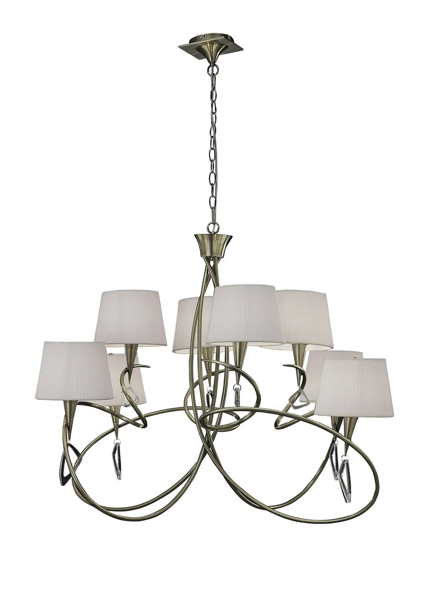 Mara Antique Brass-Ivory White Ceiling Lights Mantra Multi Arm Fittings